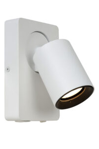 Lucide NIGEL - Bedlamp - LED Dimb. - GU10 - 1x5W 2200K/3000K - Met USB oplaadpunt - Wit
